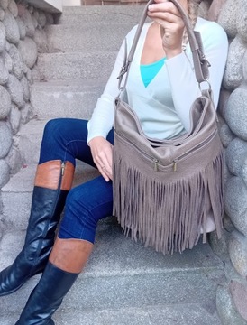 Кожаная сумочка Сумка из натуральной кожи с бахромой Бохо Винтажный стиль