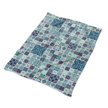 Принтованное плюшевое покрывало Красивый пэчворк эко