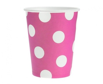 KUBKI PAPIEROWE KUBECZKI W GROSZKI RÓŻ 270ml 6szt