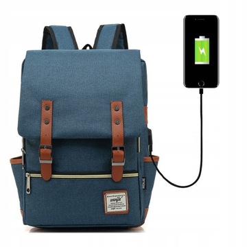 WRO Plecak Oxford na laptopa 15,6 granatowy USB