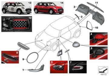 KROUŽEK ZDOBENÝ SVĚTLOMET LEVÝ BMW MINI F55 F56 F57 13-17 51712355791