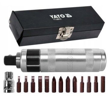 YATO УДАРНЫЙ ШУРУПОВЕРТ ДЛЯ УТРАМБОВКИ + БИТЫ НАБОР ИЗ 15 ЭЛЕМЕНТОВ МАГНИТНЫЙ КОНЕЦ.