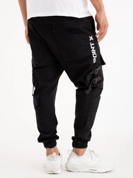 SPODNIE BOJÓWKI Techwear Materiałowe JOGGER Męskie Czarne Point X Cargo XL