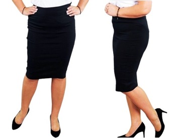 MODNA OŁÓWKOWA CZARNA SPÓDNICA ELASTYCZNA TUBA DOPASOWANA MIDI XL/42