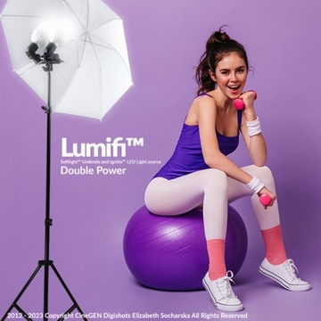 Светильник с двумя светодиодными лампочками и зонтиком 84см.