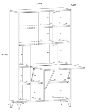 Мебель MEGI 2, полка+стол, белый
