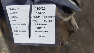 NISSAN MICRA K11 1,0B 40KW 54KM SKŘÍŇ ŘAZENÍ