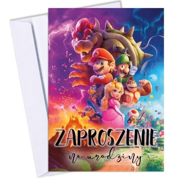 ZAPROSZENIA NA URODZINY 5 6 7 8 9 SUPER MARIO 155