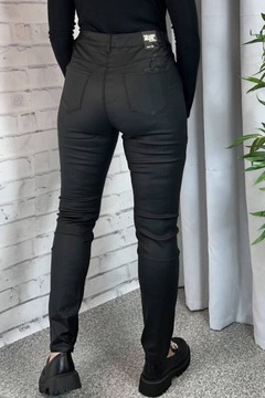 DAMSKIE SPODNIE JEANSY WOSKOWANE MODELUJĄCE SKINNY CZARNE 50