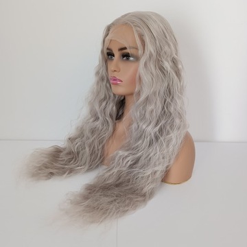 Парик LACE FRONT, серые волны, 40/80 см + БЕСПЛАТНАЯ шапочка