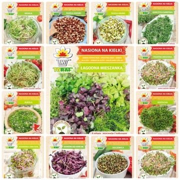 ZESTAW NASIONA NA KIEŁKI 580g MIX ODMIAN ŁATWA UPRAWA 21 SZT. GRATIS
