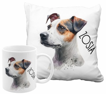 ZESTAW KUBEK PODUSZKA JACK RUSSELL JRT Z IMIENIEM
