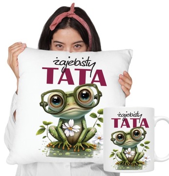 KUBEK + PODUSZKA ZESTAW PREZENTOWY dla TATY ŻAJEBISTY TATA DZIEŃ TATY