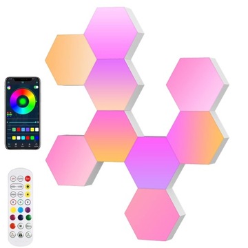 LAMPA HEXAGON PLASTER MIODU RGB USB PILOT APKA 10SZT