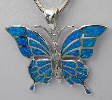 wisior zawieszka srebrna 925 motyl z niebieskim opalem
