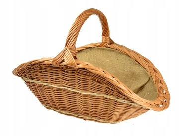 PIĘKNY Wiklinowy KOSZ NA DREWNO do kominka JUTA