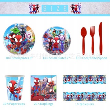 Набор посуды на день рождения в стиле Человека-паука