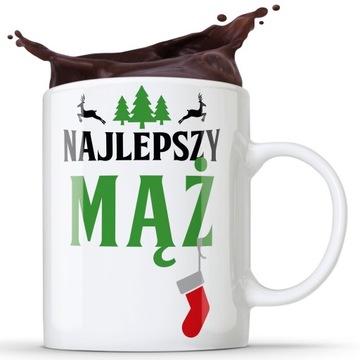 KUBEK ŚWIĄTECZNY DLA MĘŻĄ NAJLEPSZY MĄŻ PREZENT ŚWIĘTA GWIAZDKA UPOMINEK