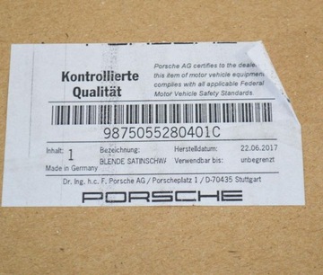 LIŠTA BOČNÍ PORSCHE 987 CAYMAN 2008 2012 ORIGINÁLNÍ 9875055280401C