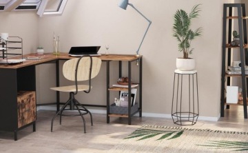 Большой промышленный стол в стиле лофт с полками и шкафом