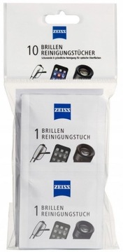 ZEISS ŚCIERECZKI NAWILŻANE CHUSTECZKI DO CZYSZCZENIA OKULARÓW 10 sztuk