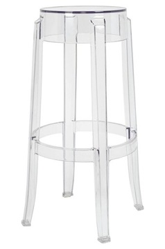 Krzesło barowe CHARLES 76 transparentne - poliwęglan, nowoczesny design