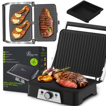 GRILL OPIEKACZ ELEKTRYCZNY 2000W ROZKŁADANY z regulacją temperatury Smart L