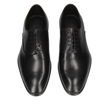 Buty męskie do garnituru skórzane półbuty czarne eleganckie, oxford 45