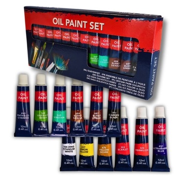 FARBY OLEJNE ZESTAW FARB OLEJNYCH W TUBKACH 12x12 ml