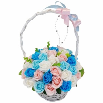 КРАСИВЫЙ большой букет-корзина мыльные розы 50 шт мыльные цветы ПОДАРОК