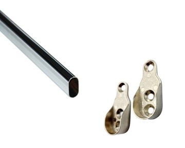 Drążek meblowy ubraniowy 150cm chrom + 2 uchwyty