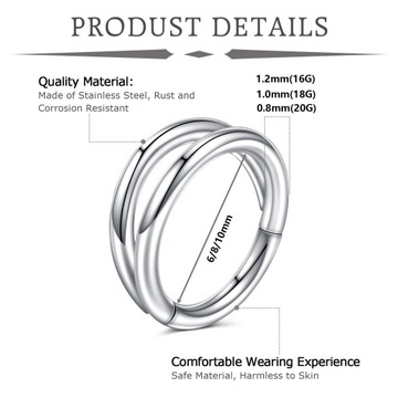 Кольца с двойной перегородкой Кольца в носу Обручи Хрящевые обручи Серьги Пирсинг носа