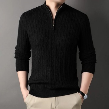 2023 Winter Men's Quarter Zip Sweater Slim Fit Cas