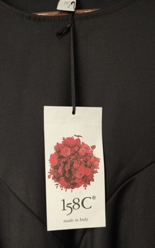 WŁOSKA TUNIKA BLUZKA STYL WENDY TRENDY CZARNA ROZSZERZANA 158C