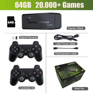 Konsola do gier wideo 4K 64G 20000+ Gry retro kontrolera bezprzewodowy 2,4G
