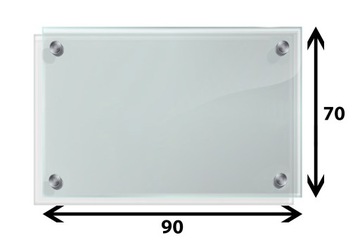 Panel szklany hartowany 90x70 ochronny do kuchni 6mm SREBRNE DYSTANSE