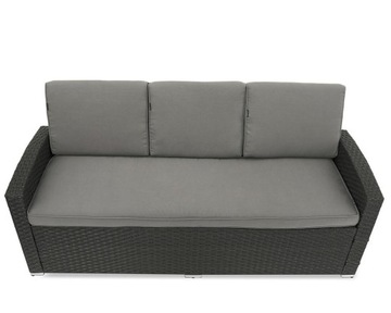Meble ogrodowe rattanowe SOFA DELUXE 180 na 2 osoby CZARNA grafitowa
