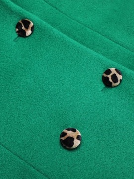 Zielony patchworkowy płaszcz w panterkę z lat 40. XX wieku rozmiar S