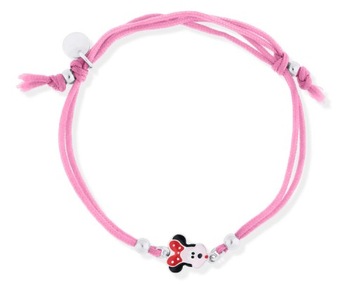Bransoletka dla dziewczynki na sznurku Myszka Minnie + grawer pr.925