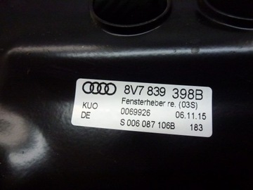 SZYBA KAROSERYJNA PRAWA AUDI A3 8V 8V7839398B