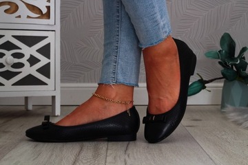 BALERINY CZARNE DAMSKIE PÓŁBUTY MODNE WSUWANE AŻUR