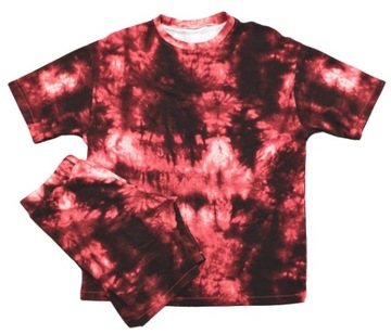 KOMPLET DAMSKI T-SHIRT+KOLARKI CZERWONY TIE DYE OMBRE ONE SIZE