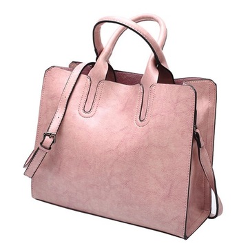 Modna damska skórzana torebka Tote Bag Damska torba na ramię Big Pink