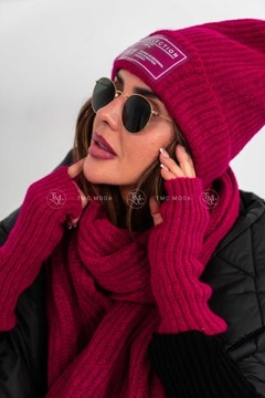 КОМПЛЕКТ ШАПКА, ШАРФ, ПЕРЧАТКИ КОЛЛЕКЦИЯ ТМС АМАРАНТ