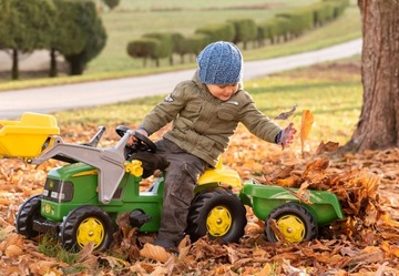 Педальный трактор Rolly Toys John Deere с ковшом и прицепом для детей 2–5 лет