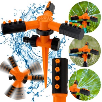 ВРАЩАЮЩИЙСЯ НА 360° САДОВЫЙ ДОЖДЕВАТЕЛЬ, РЕГУЛИРУЕМЫЙ, ПОВОРОТНЫЙ, С ПРИВОДОМ НА 3 РУЧКИ