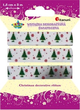Wstążka Świąteczna Xmas 15 mm / 3 metry wzór 1