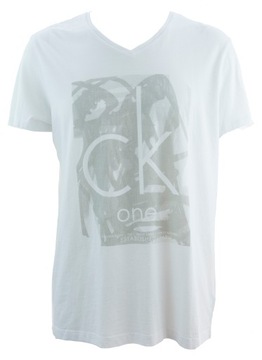 CALVIN KLEIN koszulka t-shirt biała bawełna S