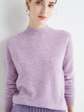 Autumn Winter Solid Mock-neck Pullover Sweater For
