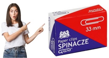 Spinacze okrągłe 33mm GRAND a-100 srebrne